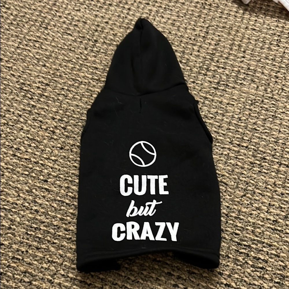 4/$15 Black Dog Hoodie with Cute But Crazy Print